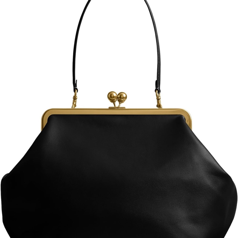 Coach Black Shoulder Bag with Gold Frame